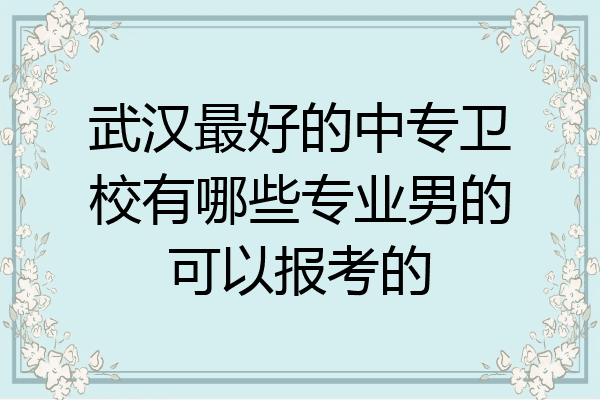 武汉最好的中专卫校有哪些专业男的可以报考的