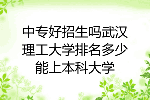 中专好招生吗武汉理工大学排名多少能上本科大学