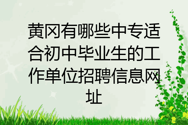 黄冈有哪些中专适合初中毕业生的工作单位招聘信息网址