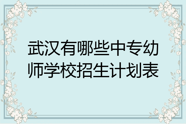 武汉有哪些中专幼师学校招生计划表