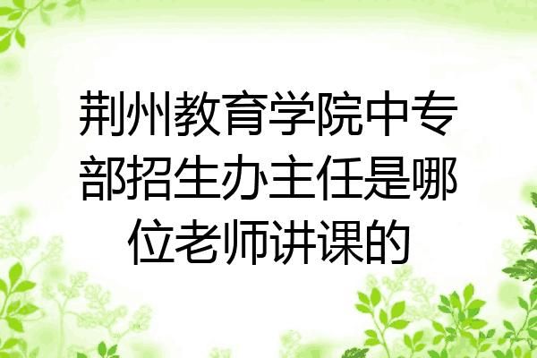 荆州教育学院中专部招生办主任是哪位老师讲课的