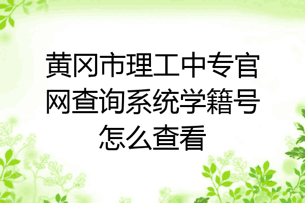 黄冈市理工中专官网查询系统学籍号怎么查看