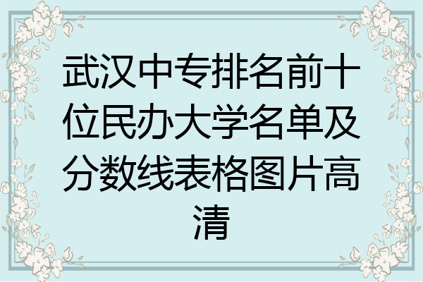 武汉中专排名前十位民办大学名单及分数线表格图片高清