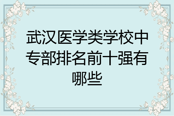 武汉医学类学校中专部排名前十强有哪些