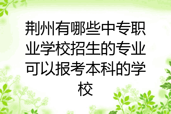荆州有哪些中专职业学校招生的专业可以报考本科的学校