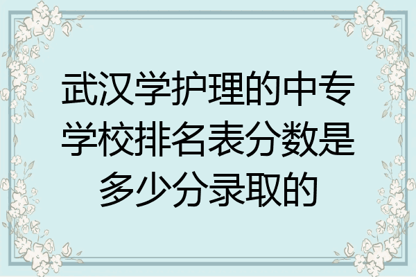 武汉学护理的中专学校排名表分数是多少分录取的