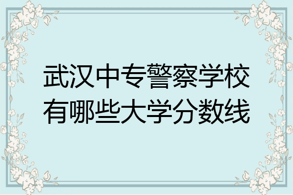 武汉中专警察学校有哪些大学分数线