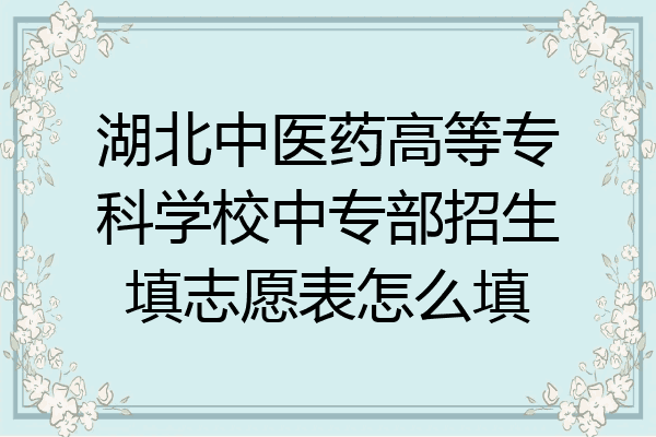 湖北中医药高等专科学校中专部招生填志愿表怎么填