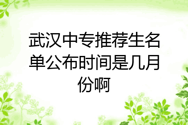 武汉中专推荐生名单公布时间是几月份啊