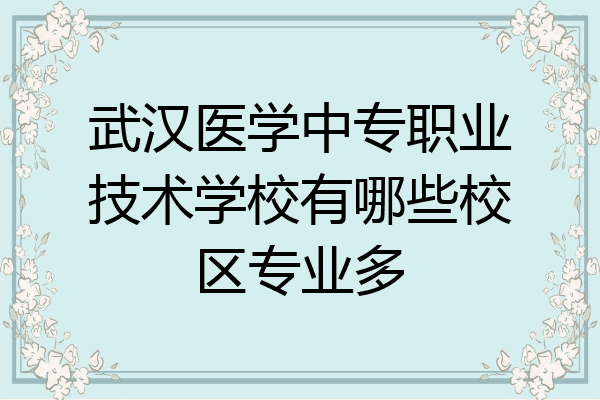 武汉医学中专职业技术学校有哪些校区专业多