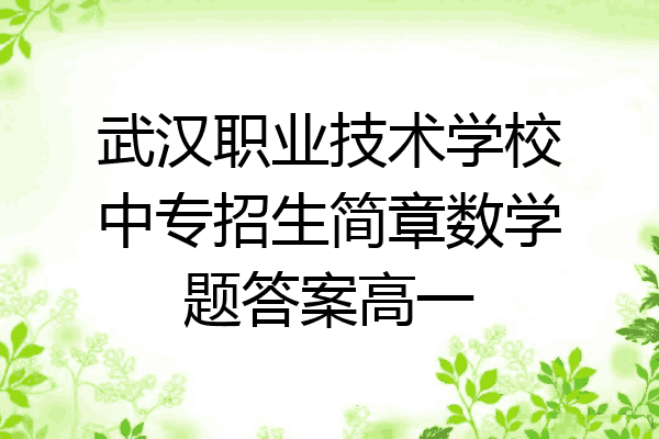 武汉职业技术学校中专招生简章数学题答案高一