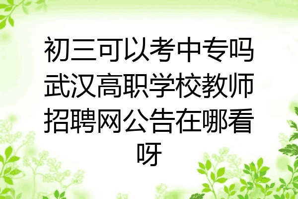 初三可以考中专吗武汉高职学校教师招聘网公告在哪看呀