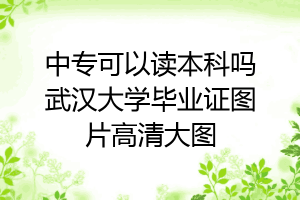 中专可以读本科吗武汉大学毕业证图片高清大图