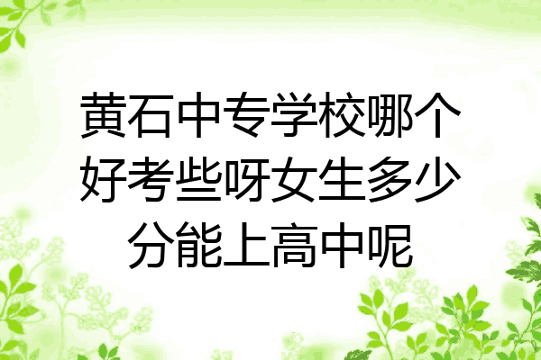 黄石中专学校哪个好考些呀女生多少分能上高中呢