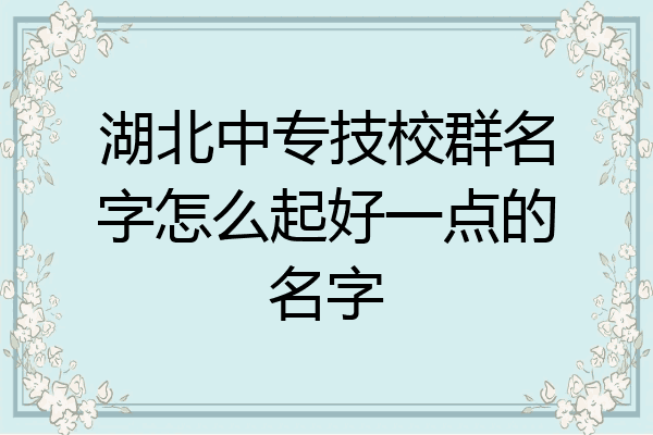 湖北中专技校群名字怎么起好一点的名字
