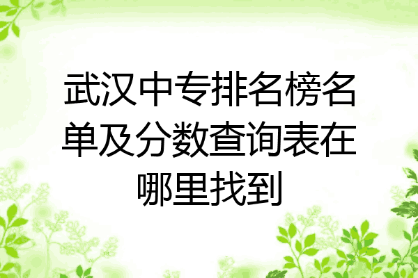 武汉中专排名榜名单及分数查询表在哪里找到