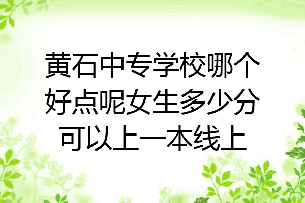 黄石中专学校哪个好点呢女生多少分可以上一本线上