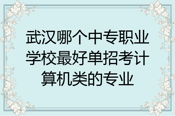 武汉哪个中专职业学校最好单招考计算机类的专业