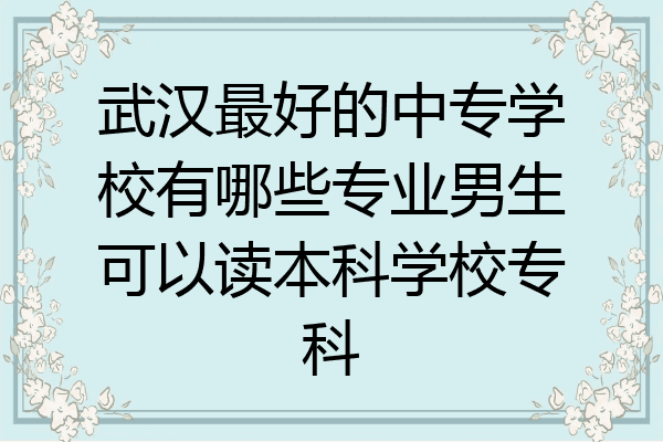 武汉最好的中专学校有哪些专业男生可以读本科学校专科