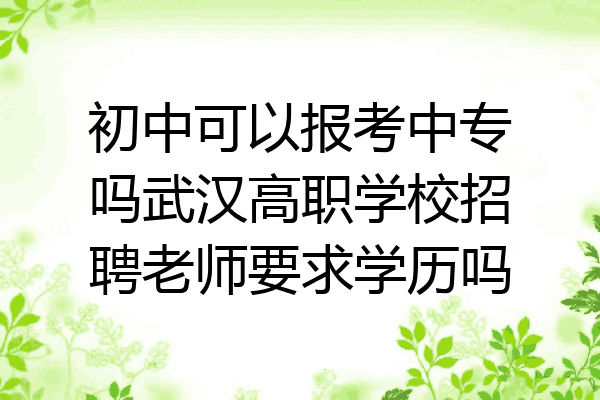 初中可以报考中专吗武汉高职学校招聘老师要求学历吗