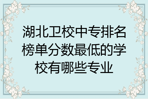 湖北卫校中专排名榜单分数最低的学校有哪些专业