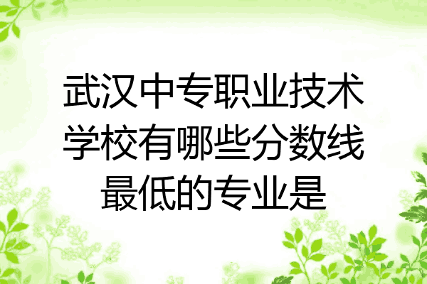 武汉中专职业技术学校有哪些分数线最低的专业是