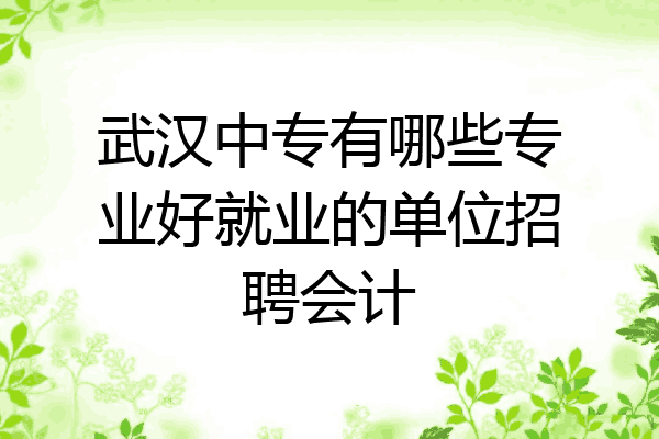 武汉中专有哪些专业好就业的单位招聘会计