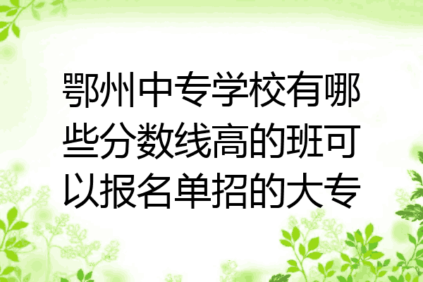 鄂州中专学校有哪些分数线高的班可以报名单招的大专