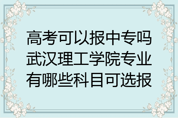 高考可以报中专吗武汉理工学院专业有哪些科目可选报