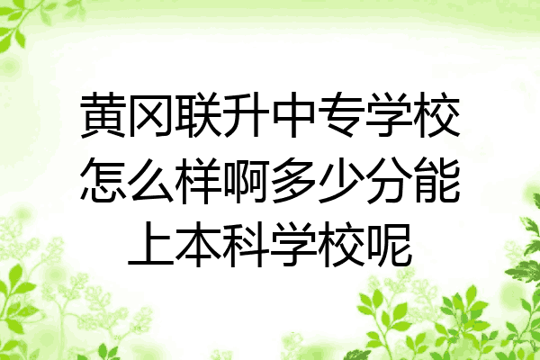 黄冈联升中专学校怎么样啊多少分能上本科学校呢