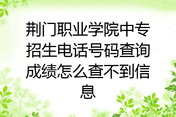 荆门职业学院中专招生电话号码查询成绩怎么查不到信息