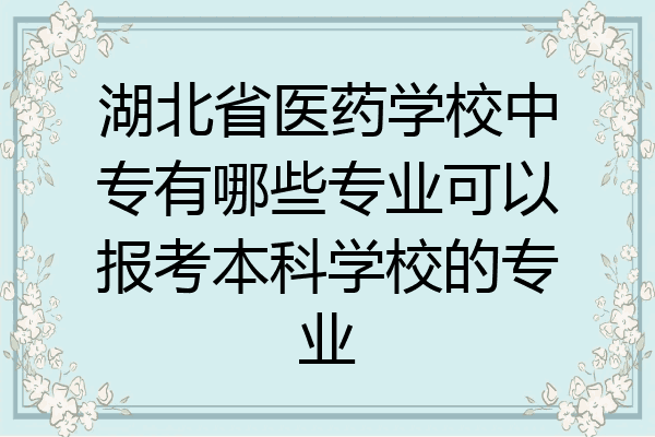 湖北省医药学校中专有哪些专业可以报考本科学校的专业