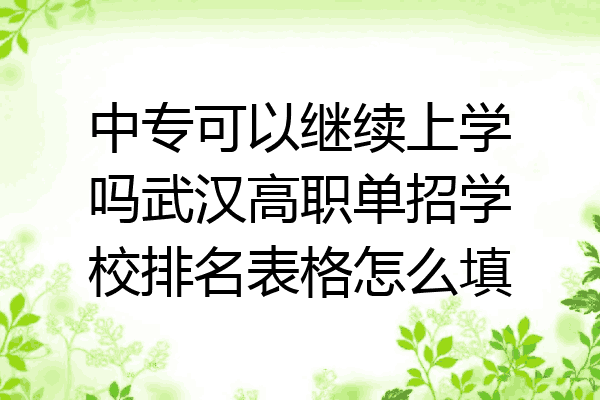 中专可以继续上学吗武汉高职单招学校排名表格怎么填