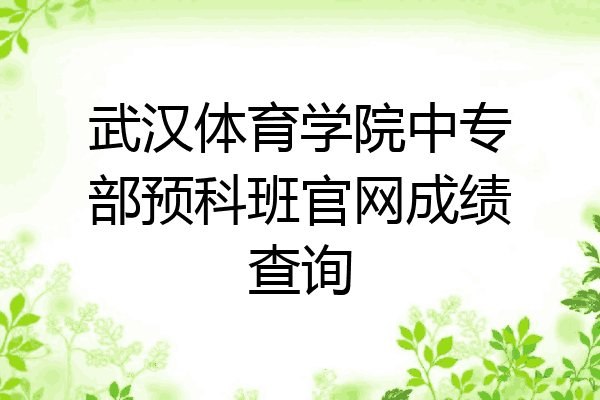 武汉体育学院中专部预科班官网成绩查询