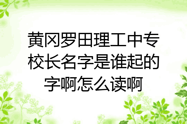 黄冈罗田理工中专校长名字是谁起的字啊怎么读啊