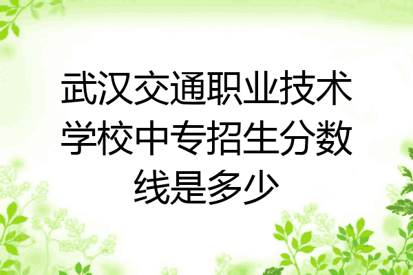 武汉交通职业技术学校中专招生分数线是多少