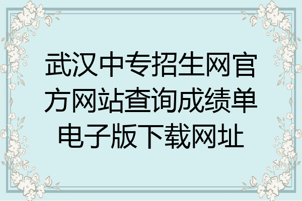 武汉中专招生网官方网站查询成绩单电子版下载网址