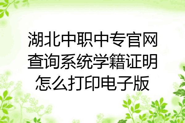 湖北中职中专官网查询系统学籍证明怎么打印电子版