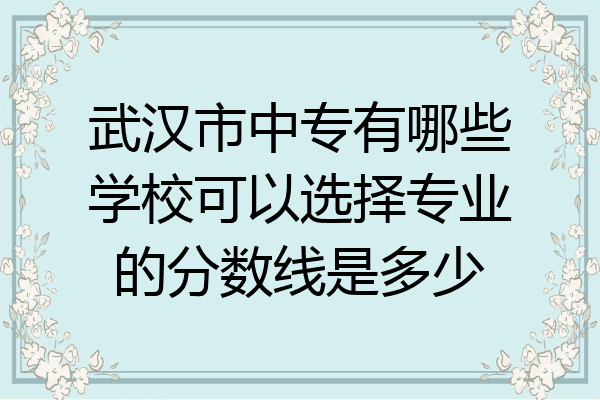 武汉市中专有哪些学校可以选择专业的分数线是多少