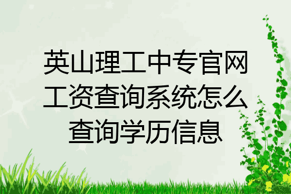 英山理工中专官网工资查询系统怎么查询学历信息