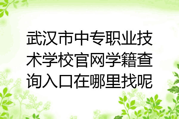 武汉市中专职业技术学校官网学籍查询入口在哪里找呢