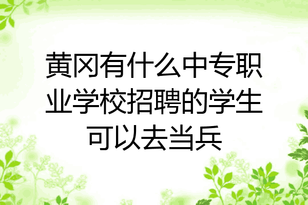 黄冈有什么中专职业学校招聘的学生可以去当兵