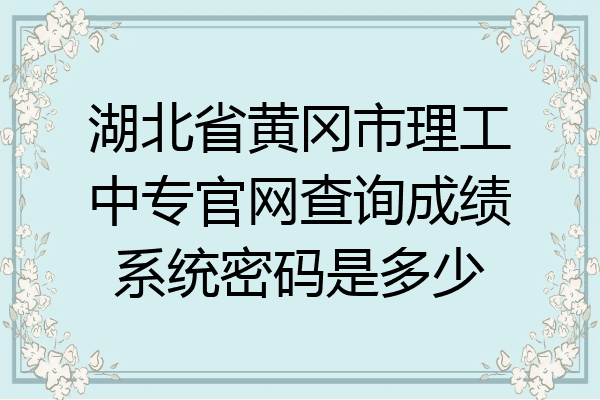 湖北省黄冈市理工中专官网查询成绩系统密码是多少