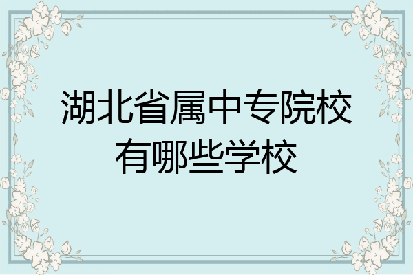 湖北省属中专院校有哪些学校