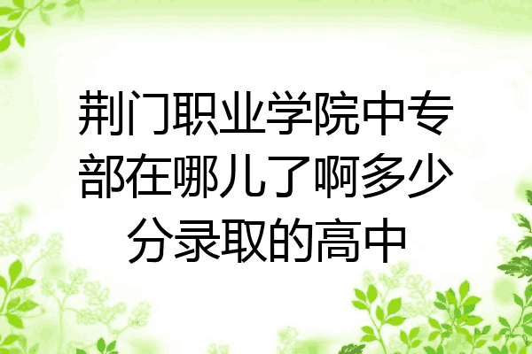 荆门职业学院中专部在哪儿了啊多少分录取的高中