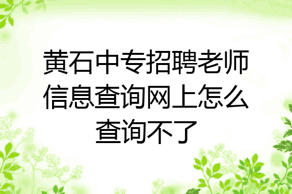 黄石中专招聘老师信息查询网上怎么查询不了