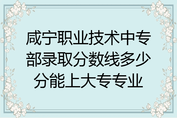 咸宁职业技术中专部录取分数线多少分能上大专专业