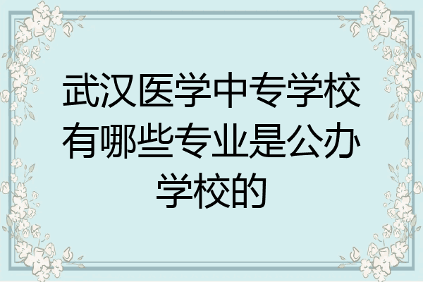 武汉医学中专学校有哪些专业是公办学校的