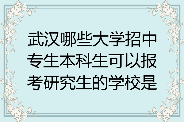 武汉哪些大学招中专生本科生可以报考研究生的学校是