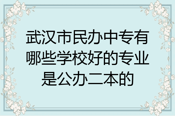 武汉市民办中专有哪些学校好的专业是公办二本的